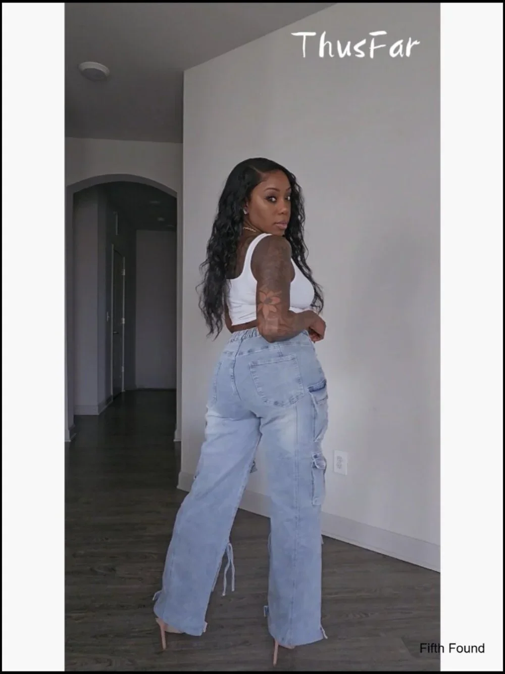 High Waist Baggy Cargo Jeans Wide Leg Denim Pants Streetwear